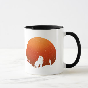 Cowboy mit Pferd Wildwest-Sonnenuntergangslandscha Tasse