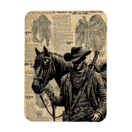 Cowboy mit Pferdeillustrierung Western Art Magnet