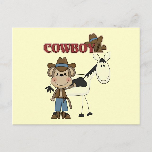 Cowboy mit Pferdeschirmen und Geschenken Postkarte (Vorderseite)