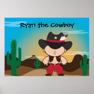 Cowboy mit Sheriff hat Zimmerdekor Poster