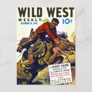 Cowboy mit wild ausschlagendem Pferd Postkarte