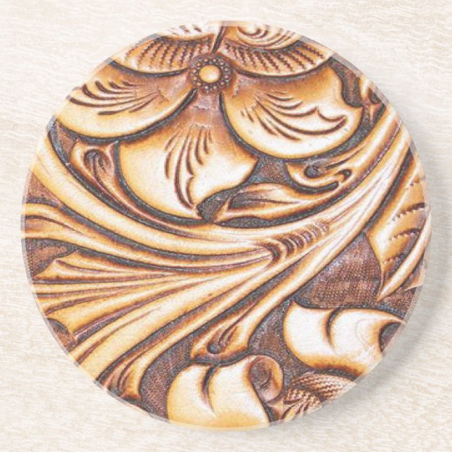 Cowboy-Mode-Western-Land bearbeitetes Leder Getränkeuntersetzer (Vorne)