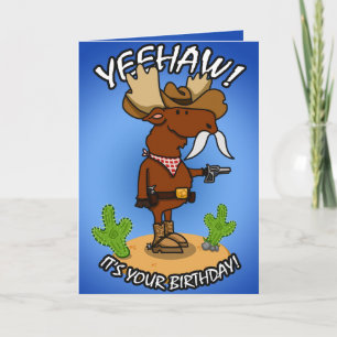 Cowboy Moose Birthday Card Karte