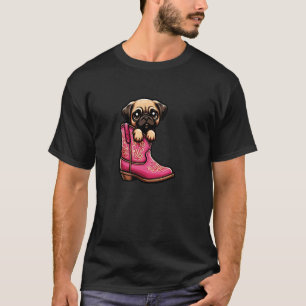 Cowboy Mops in Westernstiefeln Lustiger Rodeo Cowg T-Shirt