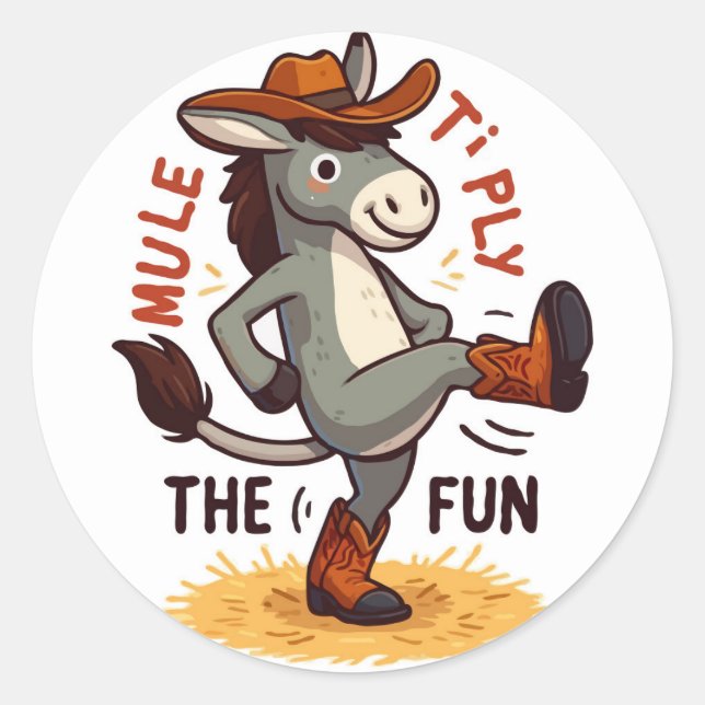 Cowboy Mule - Mule-tily der Spaß Runder Aufkleber (Vorderseite)