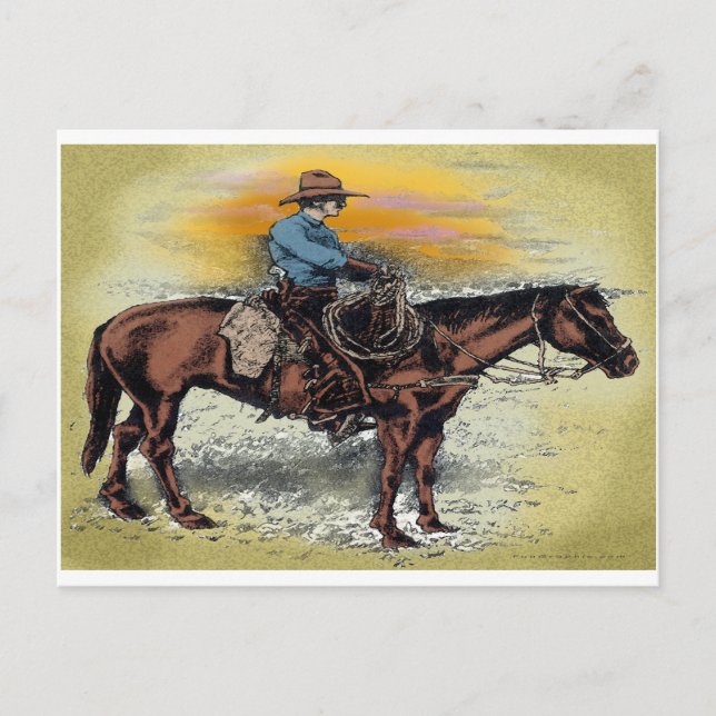 Cowboy n Sunset Postkarte (Vorderseite)