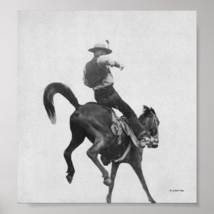 Cowboy Ned Coy Riding Bronco Poster