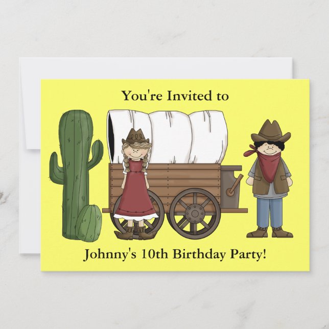 Cowboy oder Cowgirl Child Party - Kinder Western Einladung (Vorderseite)