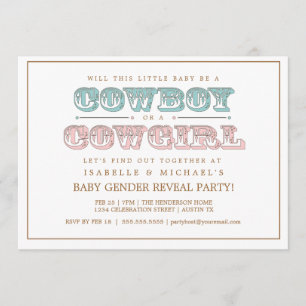 Cowboy oder Cowgirl Country Baby Gender Reveal Par Einladung