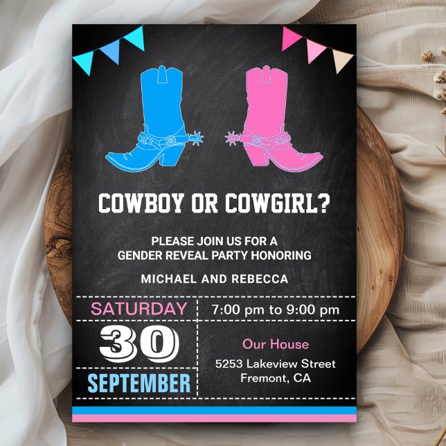 Cowboy oder Cowgirl Gender Reveal Party Einladung (Von Creator hochgeladen)