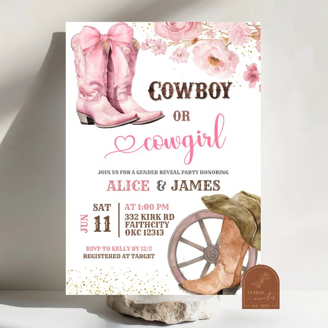 Cowboy oder Cowgirl Geschlecht Enthüllung Einladun Einladung (Von Creator hochgeladen)
