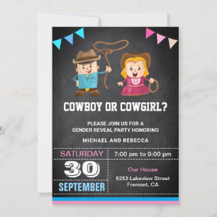 Cowboy oder Cowgirl Geschlechtsenthüllungsfeier Einladung