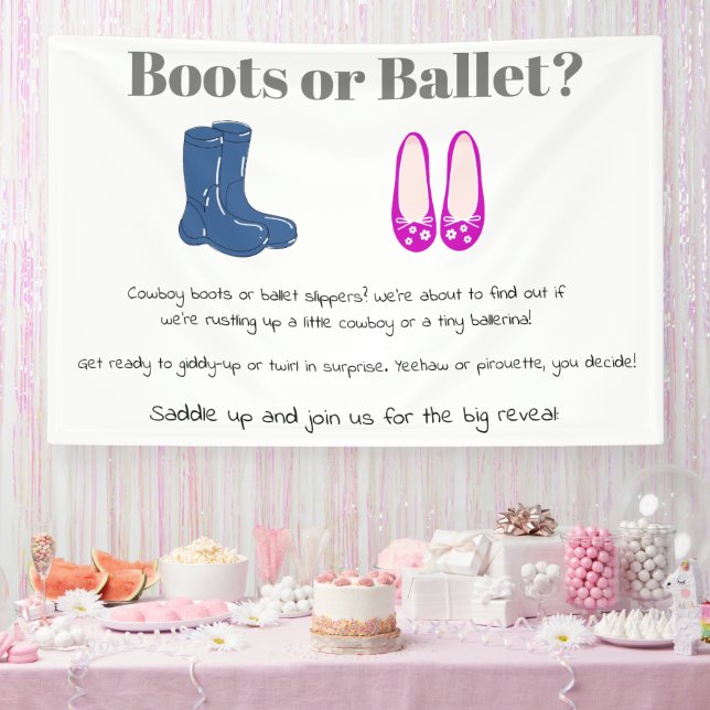Cowboy oder Girl Boots Balet Gender Reveal Banner (Party)