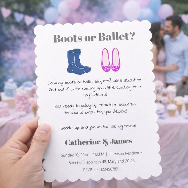 Cowboy oder Girl Boots Balet Gender Reveal Einladung (Von Creator hochgeladen)