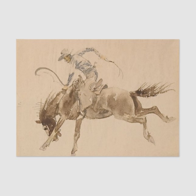 Cowboy on a Bucking Horse by Edward Borein Seidenpapier (Vorderseite)