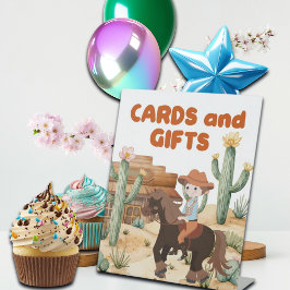 Cowboy on Horday Party Karten und Geschenke Sockelschild