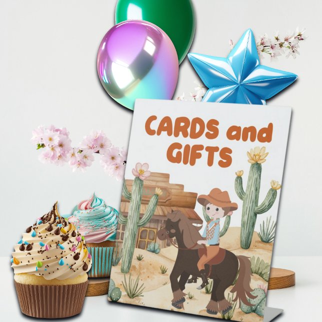 Cowboy on Horday Party Karten und Geschenke Sockelschild (Von Creator hochgeladen)