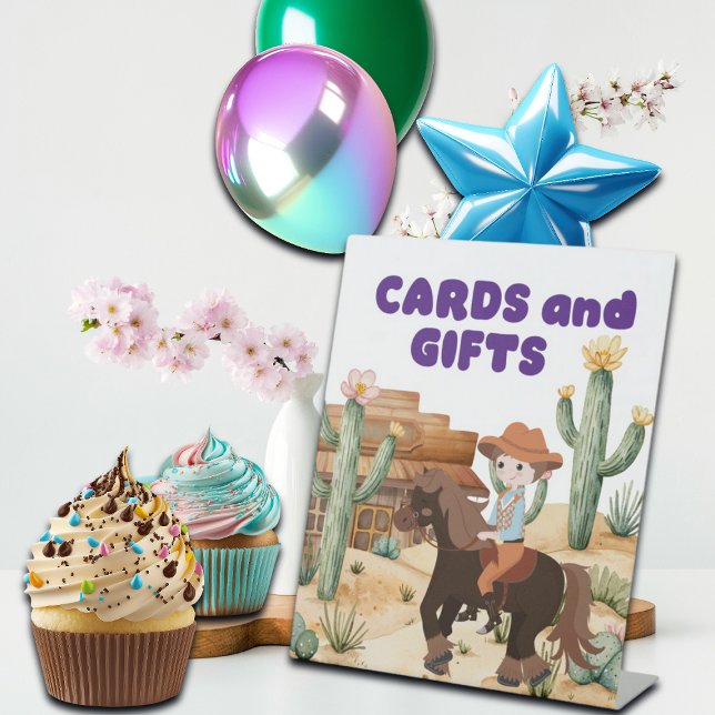 Cowboy on Horday Party Karten und Geschenke Sockelschild (Von Creator hochgeladen)