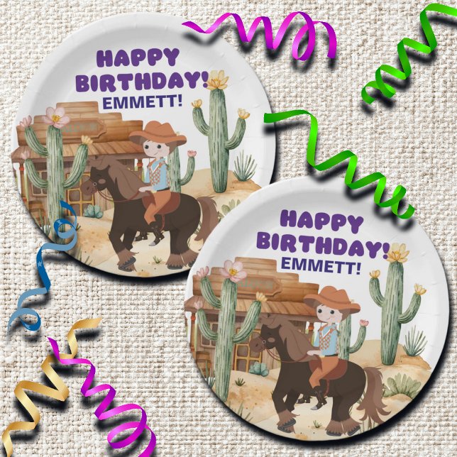 Cowboy on Horse Birthday Party Pappteller (Von Creator hochgeladen)