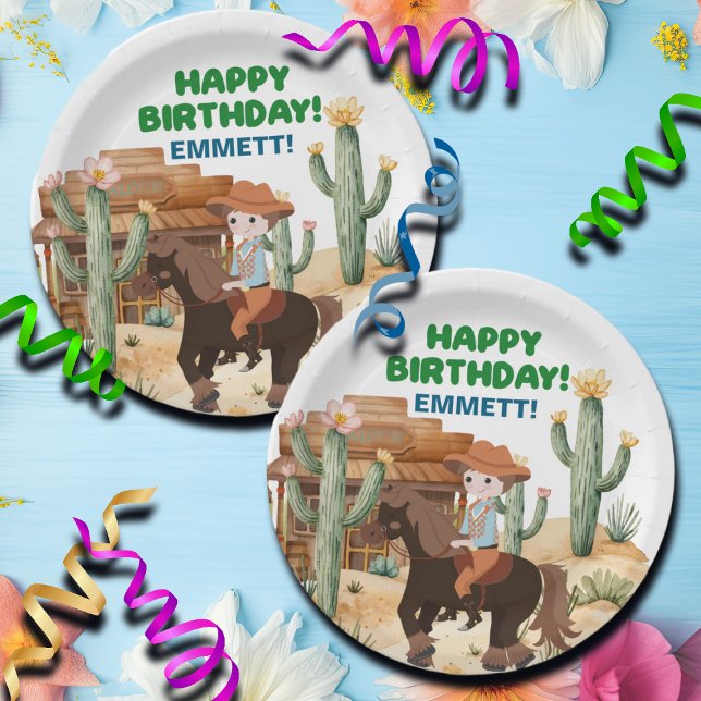 Cowboy on Horse Birthday Party Pappteller (Von Creator hochgeladen)