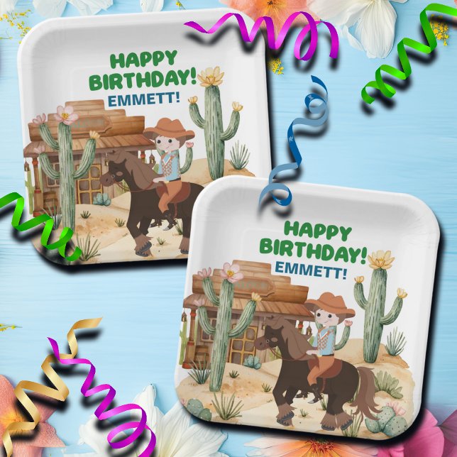 Cowboy on Horse Birthday Party Pappteller (Von Creator hochgeladen)