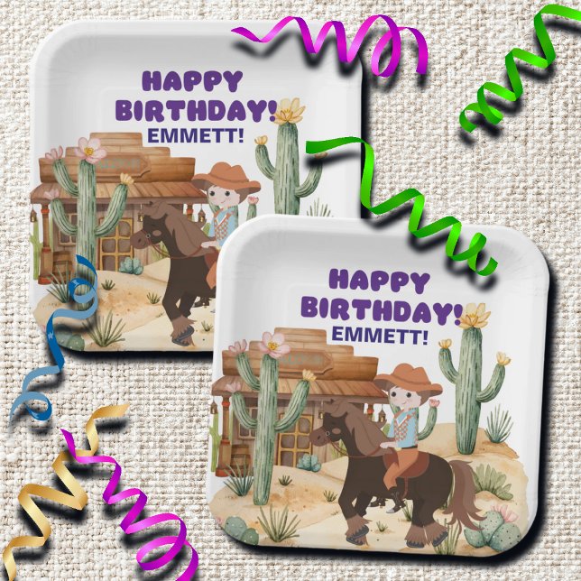 Cowboy on Horse Birthday Party Pappteller (Von Creator hochgeladen)