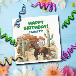 Cowboy on Horse Birthday Party Serviette