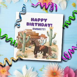 Cowboy on Horse Birthday Party Serviette