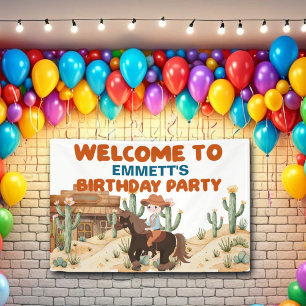 Cowboy on Horse Birthday Party Willkommen Banner