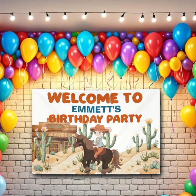 Cowboy on Horse Birthday Party Willkommen Banner (Von Creator hochgeladen)