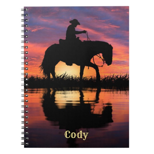 Cowboy on Horse in einem Texas Sunset Personalize  Notizblock (Vorderseite)
