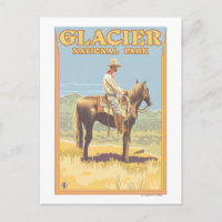 Cowboy on Horseback - Glacier National Park,