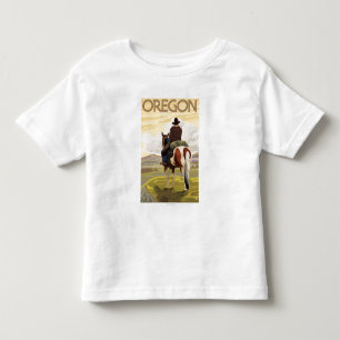 Cowboy on Horseback Vintage Travel Poster Kleinkind T-shirt