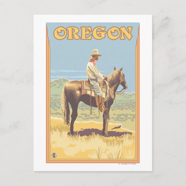 Cowboy on Horseback - Vintage Travel Poster Postkarte (Vorderseite)