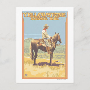 Cowboy on Horseback - Yellowstone National Postkarte
