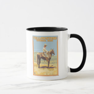 Cowboy on Horseback - Yellowstone National Tasse