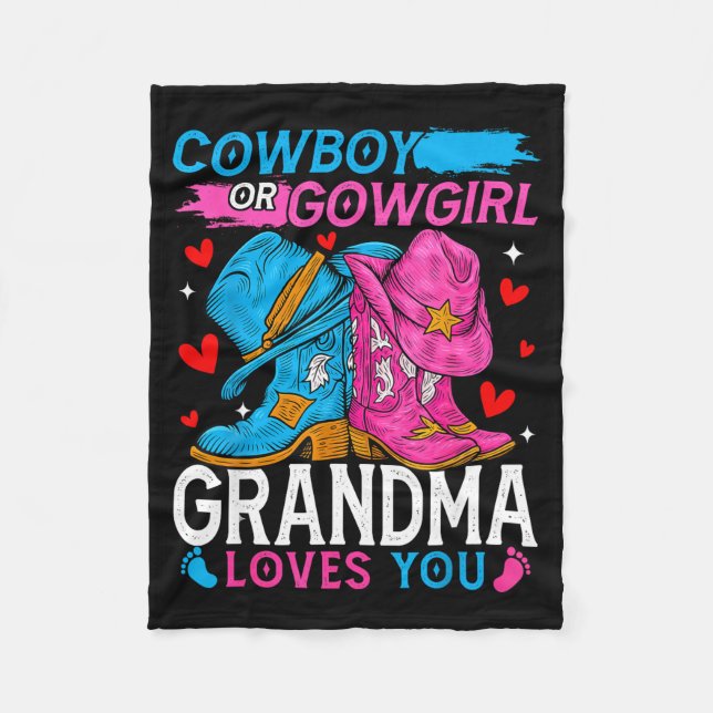 Cowboy Or Cowgirl Grandma Loves You Gender Reveal  Fleecedecke (Vorderseite)