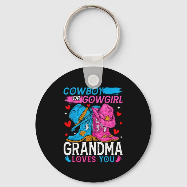 Cowboy Or Cowgirl Grandma Loves You Gender Reveal  Schlüsselanhänger (Vorderseite)