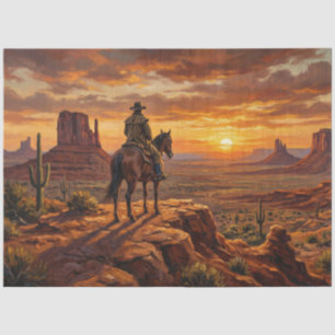 Cowboy Painted Desert Western Decoupage Seidenpapier