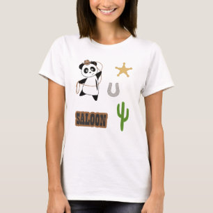 Cowboy Panda Bear Saloon Western T-Shirt