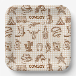 Cowboy-Papierteller, Western-Rodeo-Party Pappteller
