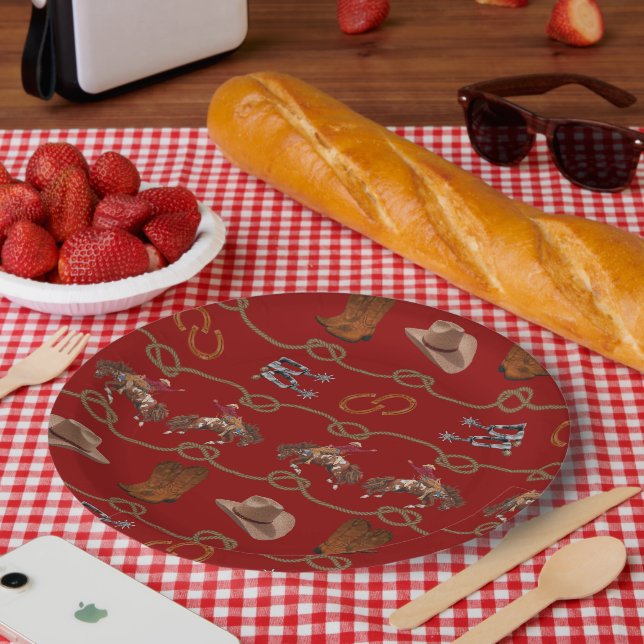 Cowboy-Party Essentials Pappteller (Picknick)