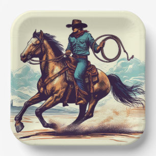 Cowboy Pferd Pappteller, Western Rodeo Party Pappteller