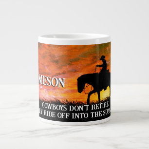 Cowboy, Pferd & Sonnenuntergang Jumbo-Tasse