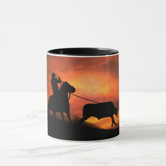 Cowboy Pferd und Steer Roping Tasse (Zentrum)