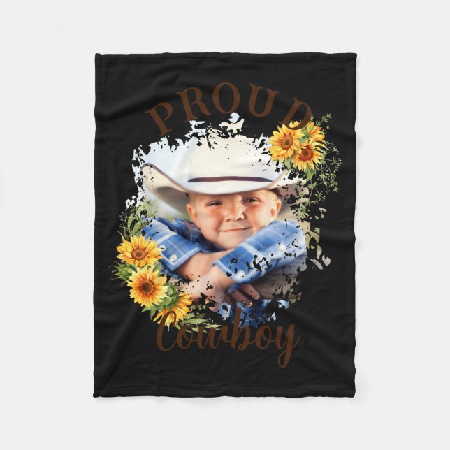 Cowboy Photo Text Sunflower Accent T Shirt  Fleecedecke (Vorderseite)