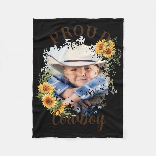 Cowboy Photo Text Sunflower Accent T Shirt  Fleecedecke (Vorderseite)