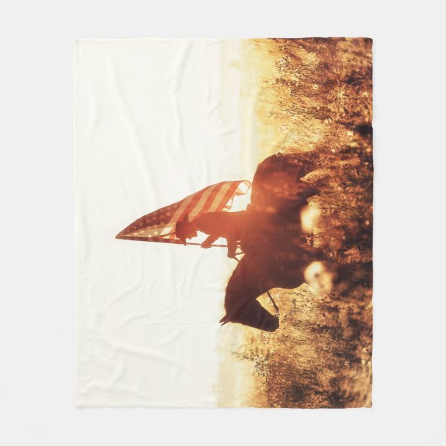 Cowboy Portrait USA Flag Thema. Fleecedecke (Vorderseite)