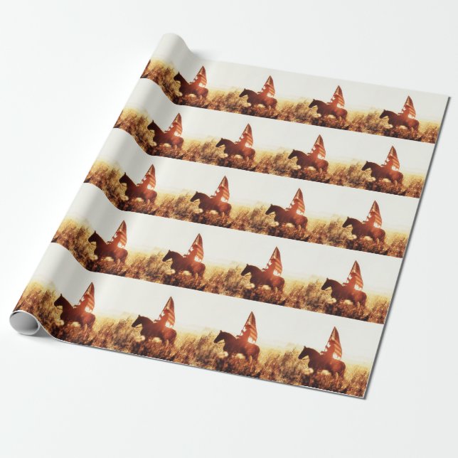 Cowboy Portrait USA Flag Thema. Geschenkpapier (Ungerollt)