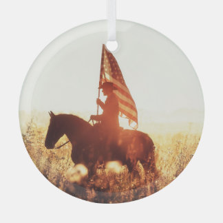 Cowboy Portrait USA Flag Thema. Ornament Aus Glas